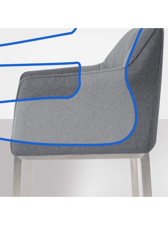 Tabouret de bar Damaso E feutre avec structure à 4 pieds, gris Tabouret de bar Damaso E feutre avec structure à 4 pieds, gris