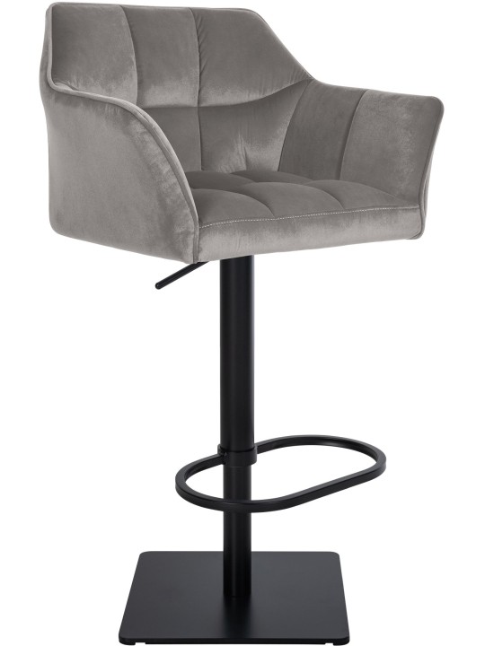 Tabouret de bar Damaso B velours, gris