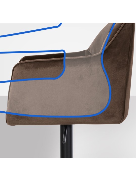 Tabouret de bar Damaso B velours, brun Tabouret de bar Damaso B velours, brun