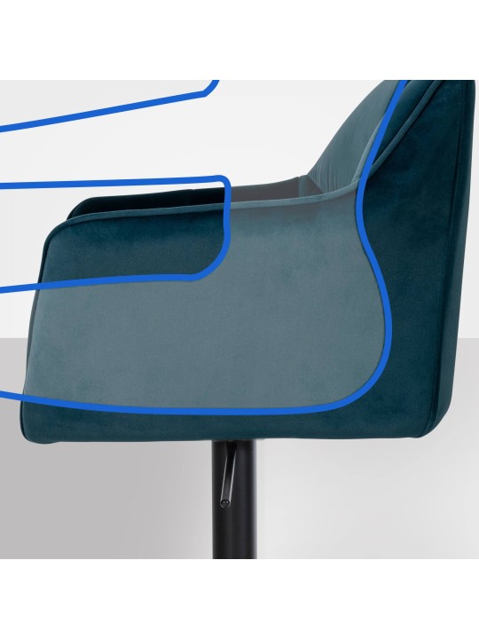 Tabouret de bar Damaso B velours, vert