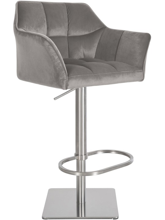 Tabouret de bar Damaso E velours, gris