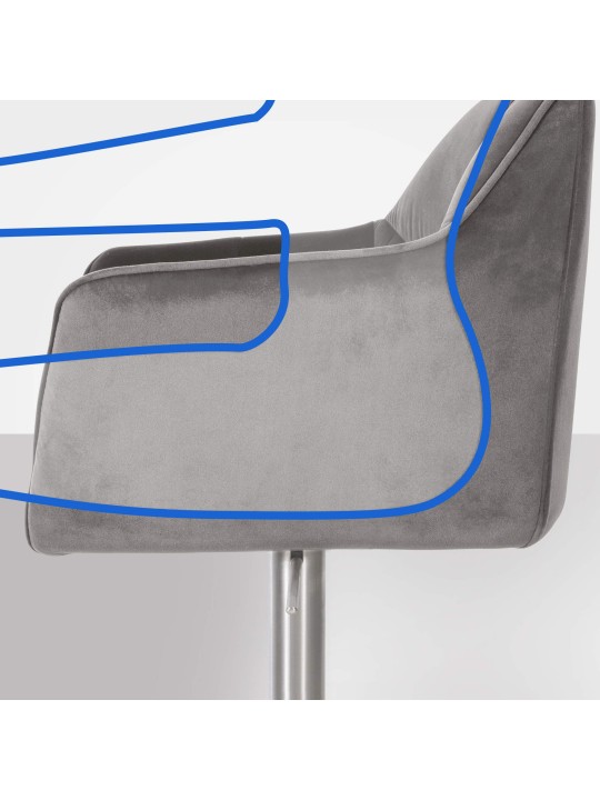 Tabouret de bar Damaso E velours, gris