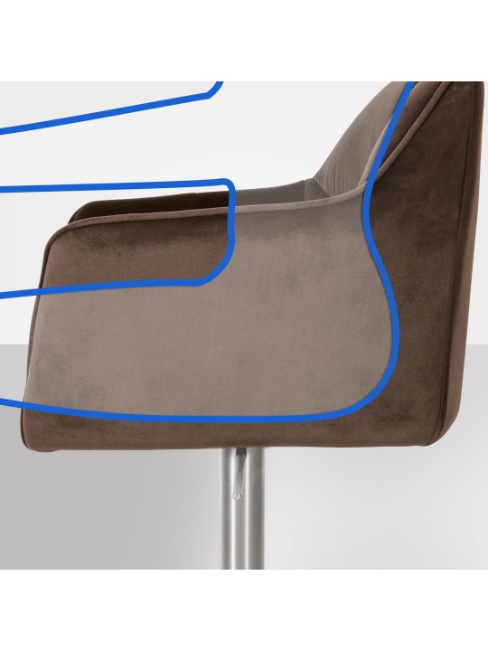 Tabouret de bar Damaso E velours, brun Tabouret de bar Damaso E velours, brun