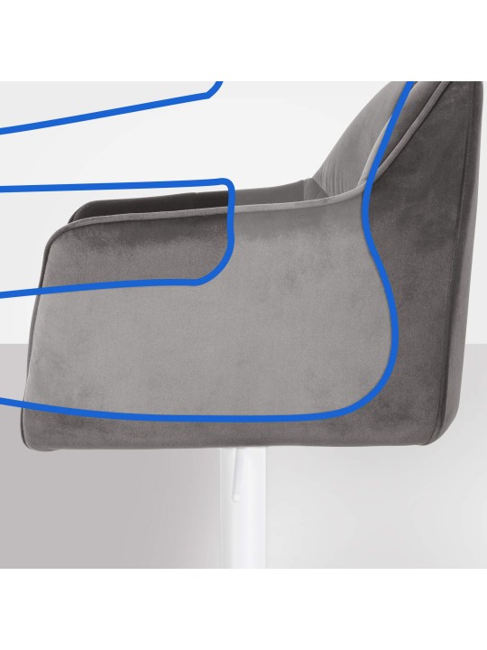 Tabouret de bar Damaso W velours, gris