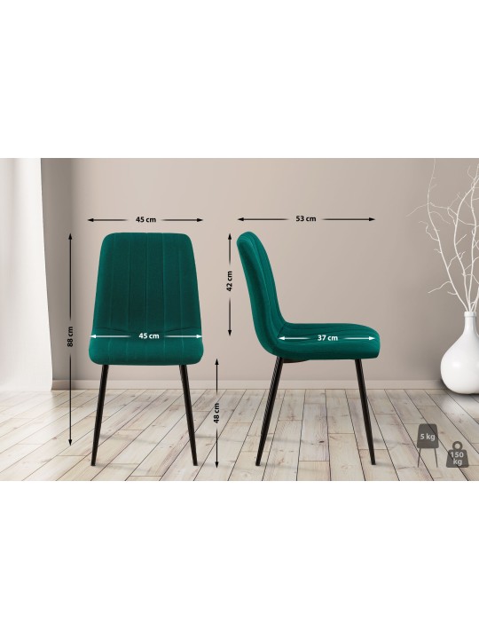 Chaise Dijon tissu, vert foncé