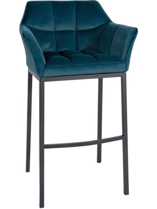 Tabouret de bar Damaso B velours avec structure 4 pieds, vert