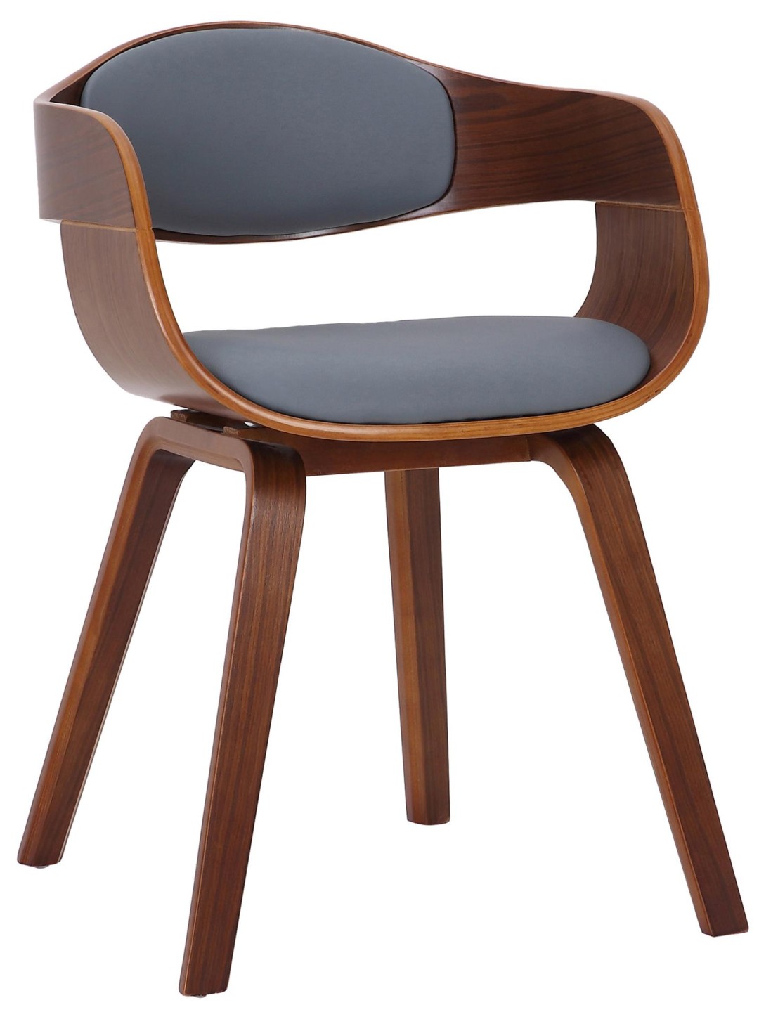 Chaise visiteur Kingston simili cuir, noyer/gris