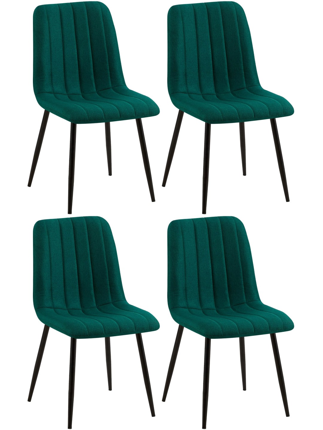 Lot de 4 chaises Dijon tissu, vert foncé