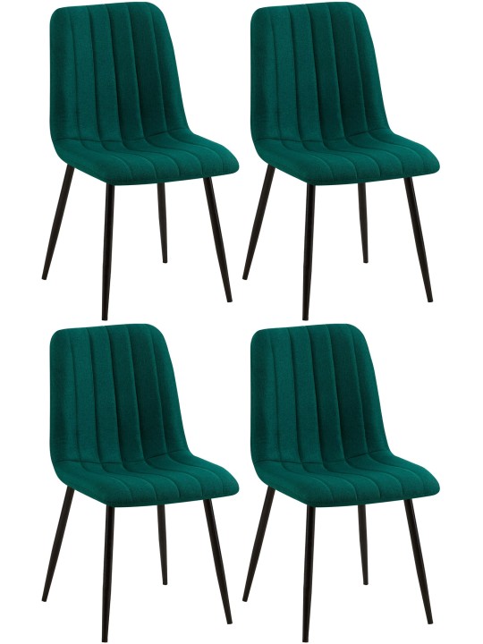 Lot de 4 chaises Dijon tissu, vert foncé