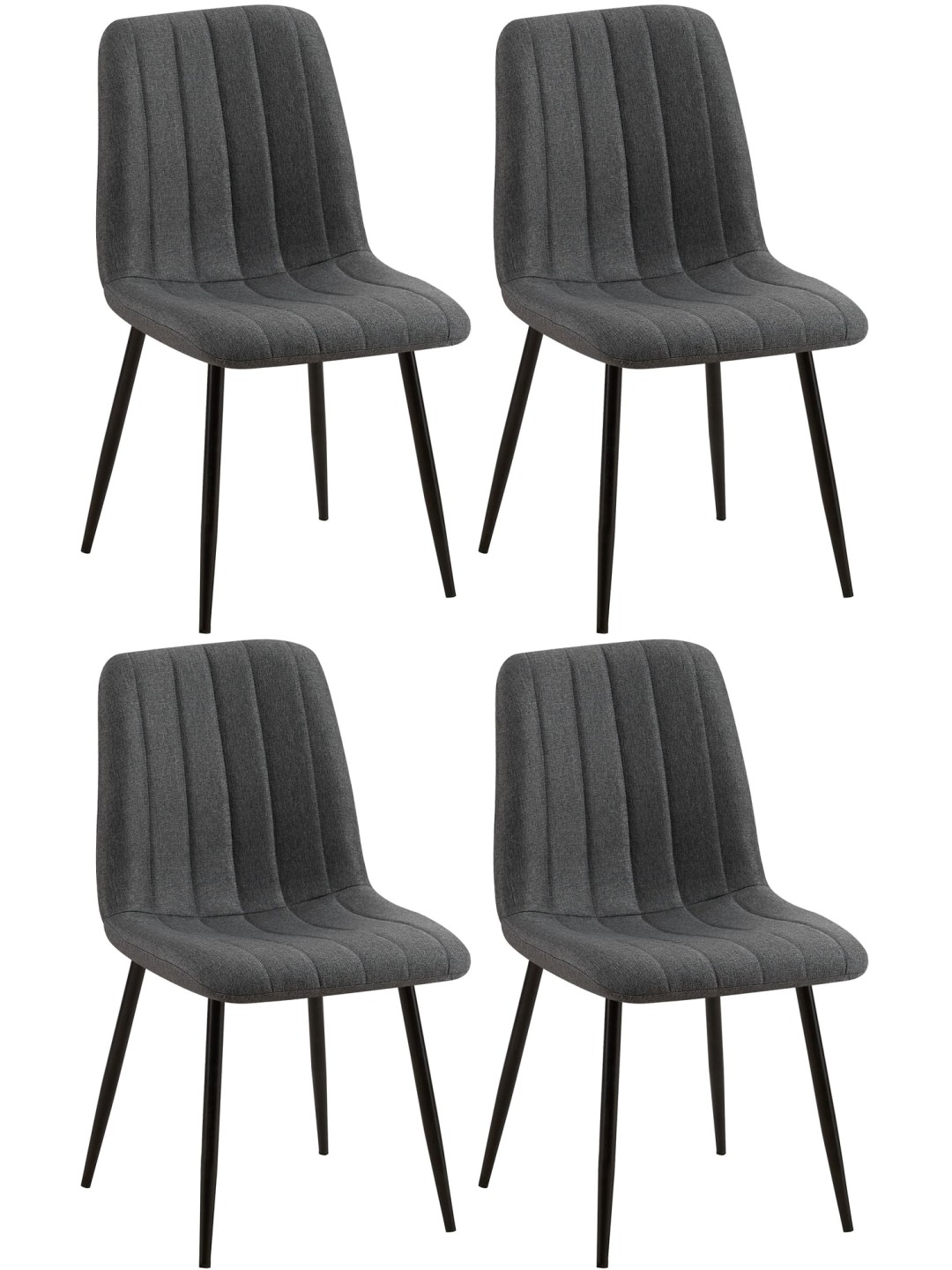 Lot de 4 chaises Dijon tissu, gris foncé