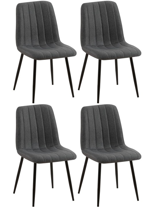 Lot de 4 chaises Dijon tissu, gris foncé