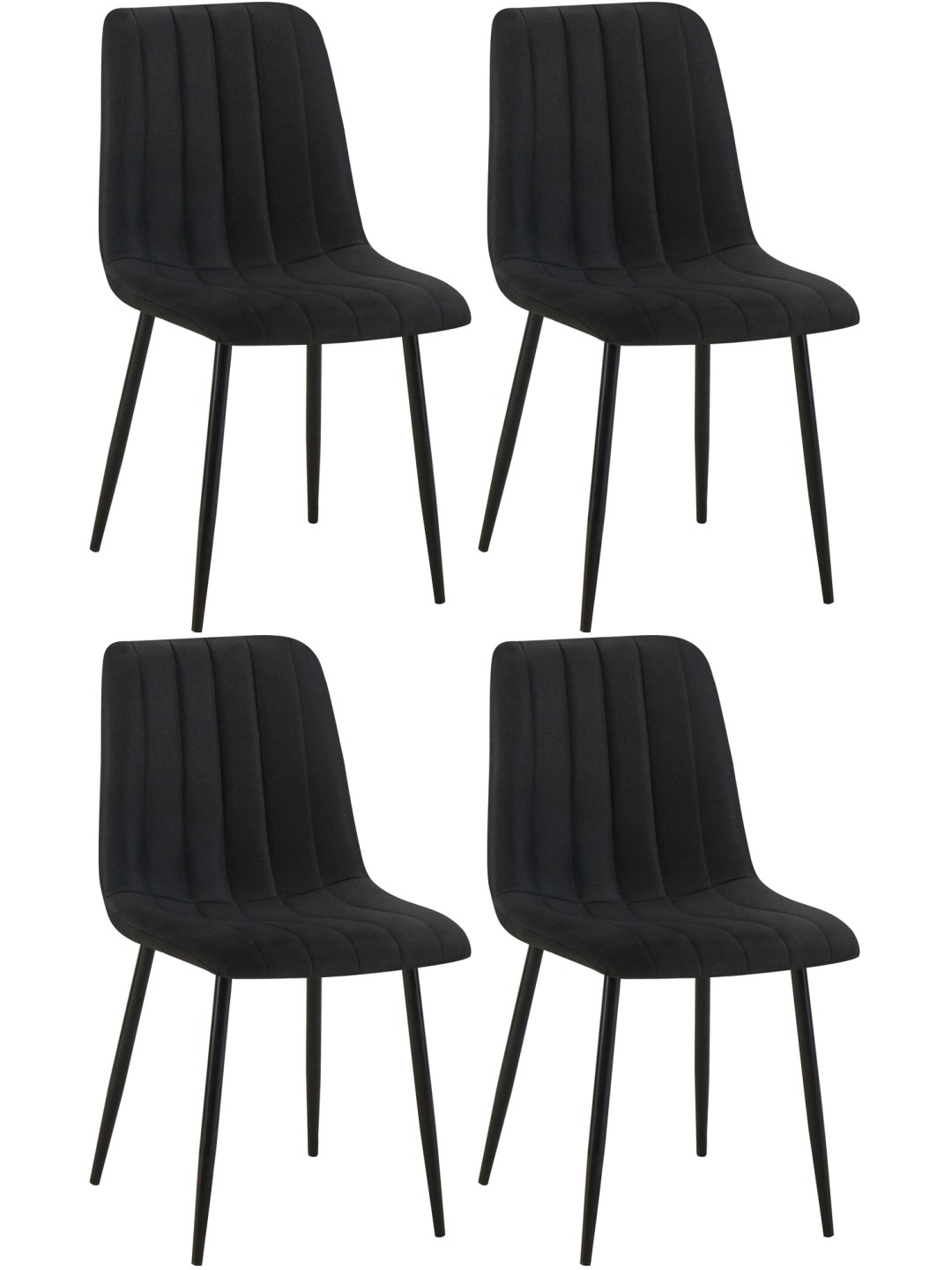 Lot de 4 chaises Dijon tissu, noir