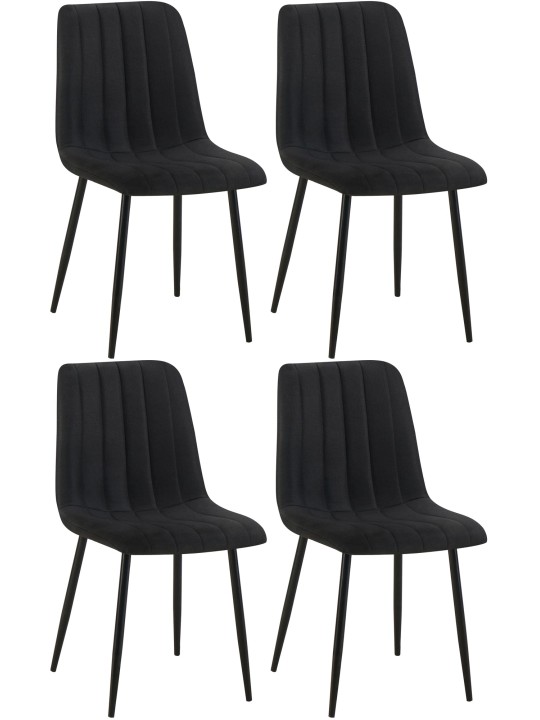 Lot de 4 chaises Dijon tissu, noir