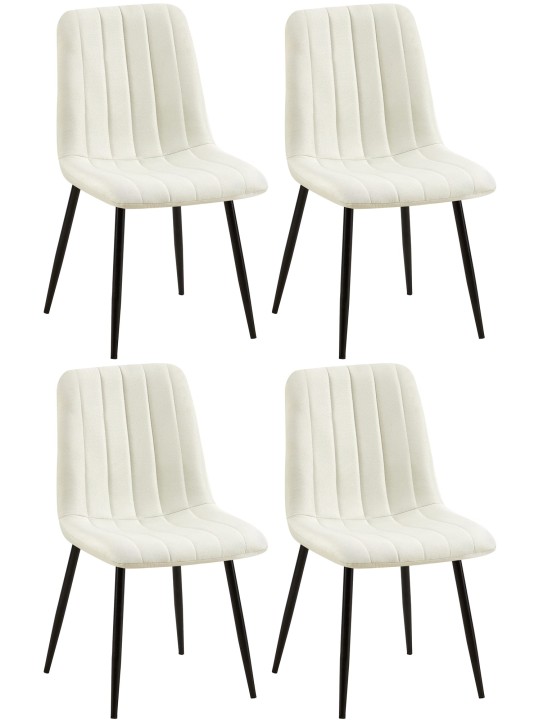 Lot de 4 chaises Dijon tissu, crème