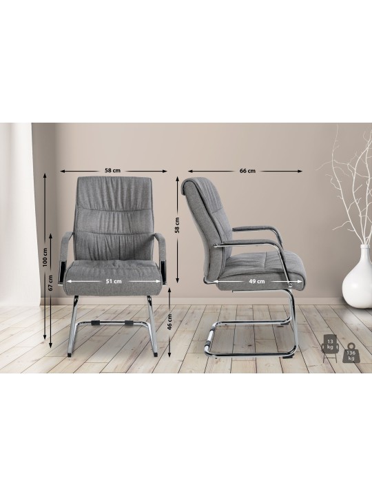 Chaise visiteur Sievert tissu, gris clair