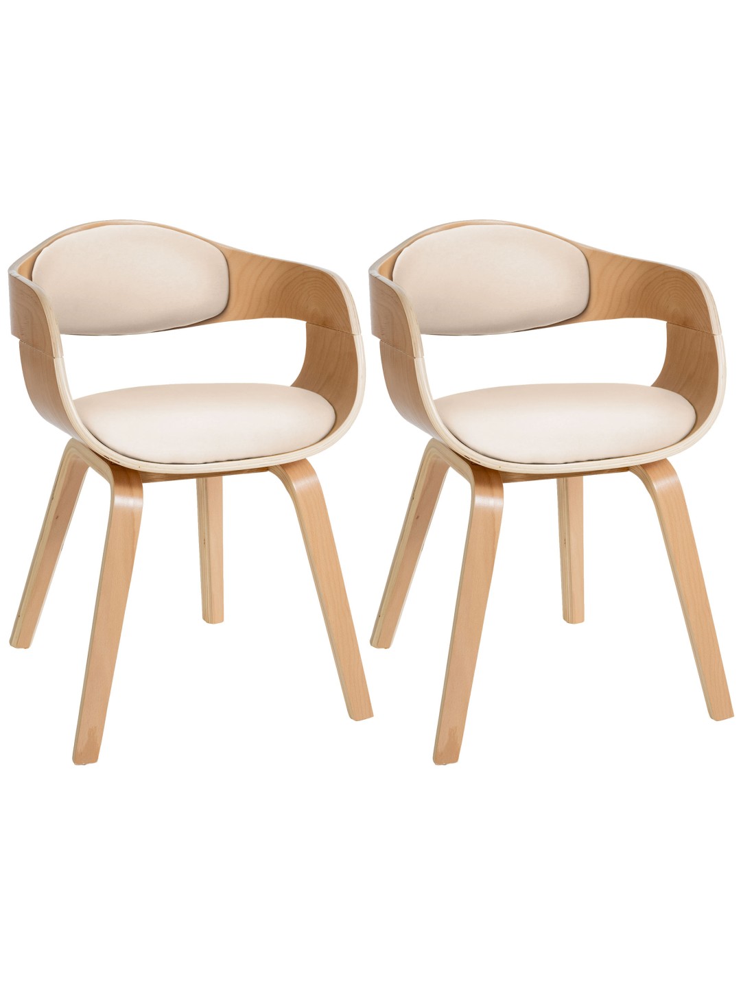 Lot de 2 chaises Kingston simili cuir, naturel/crème