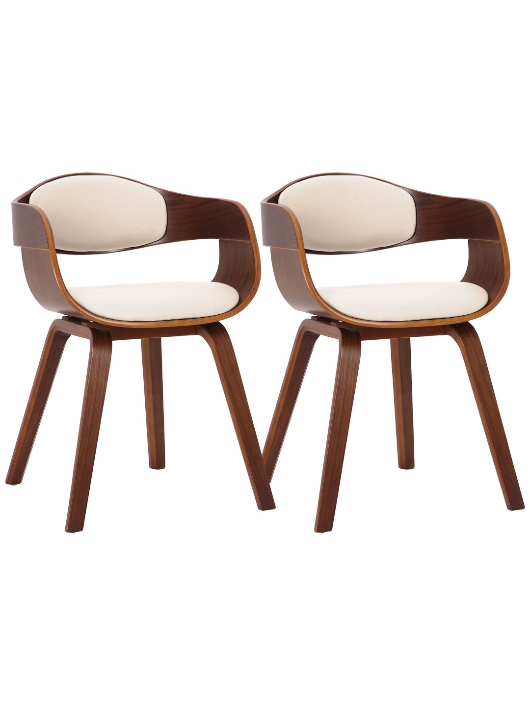 Lot de 2 chaises Kingston simili cuir, noyer/crème