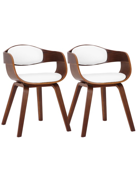 Lot de 2 chaises Kingston simili cuir, noyer/blanc