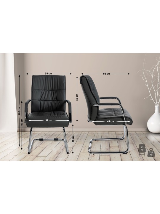 Lot de 2 chaises visiteurs Sievert, noir