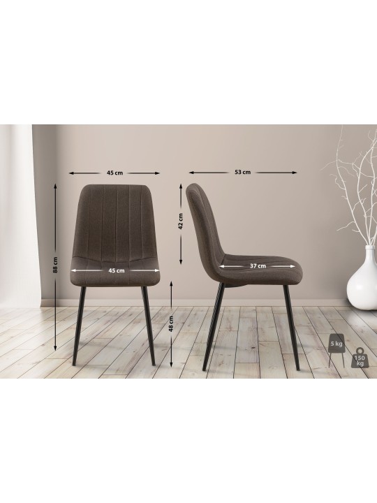 Chaise Dijon tissu, brun
