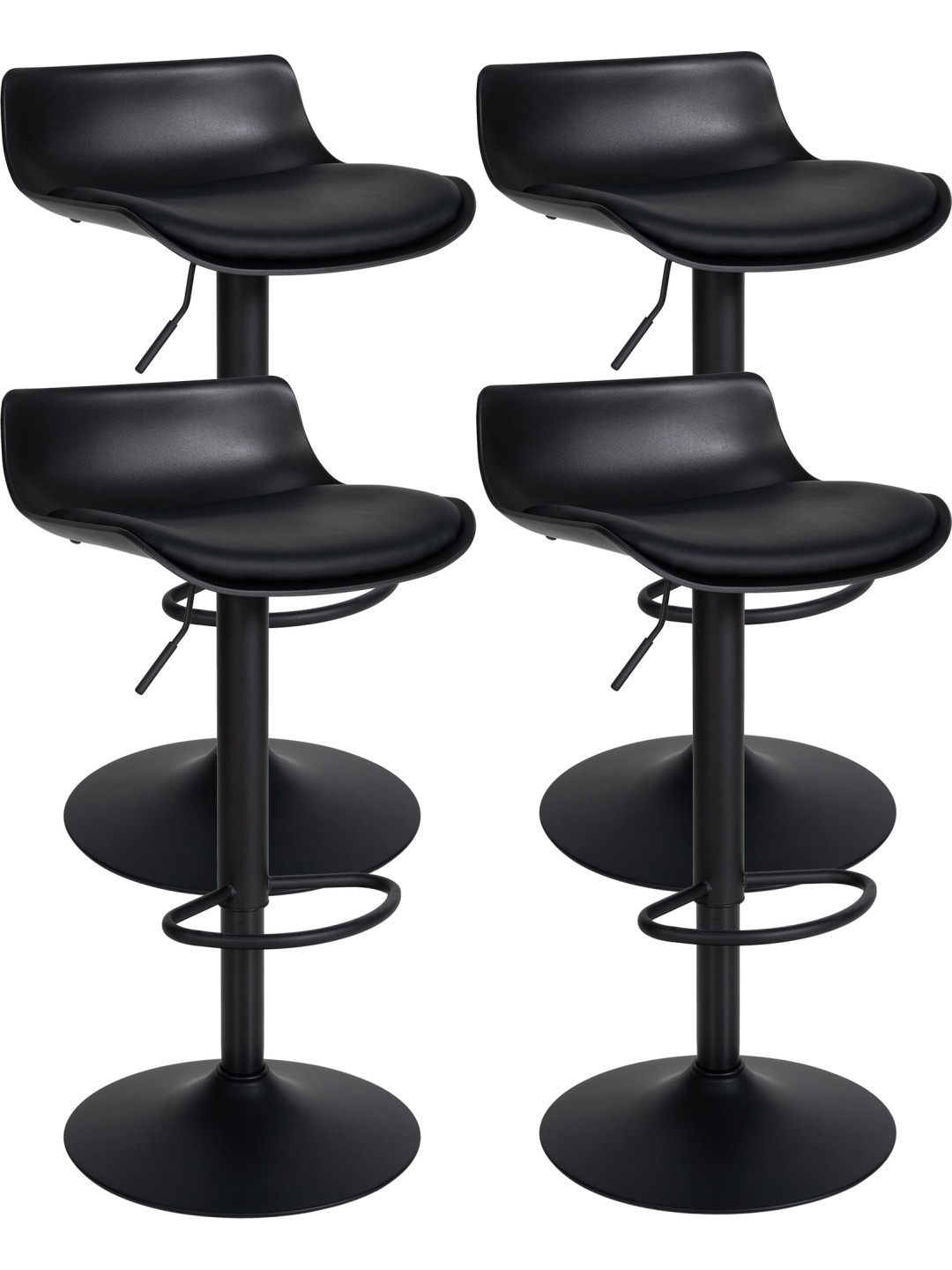 Lot de 4 tabourets de bar Aveiro simili cuir, noir