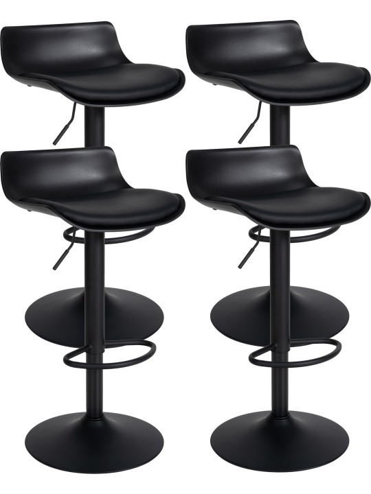 Lot de 4 tabourets de bar Aveiro simili cuir, noir