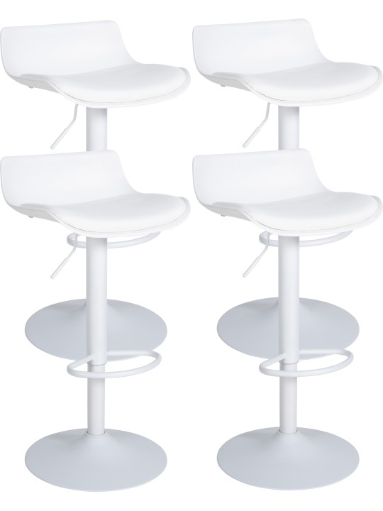 Lot de 4 tabourets de bar Aveiro simili cuir, blanc
