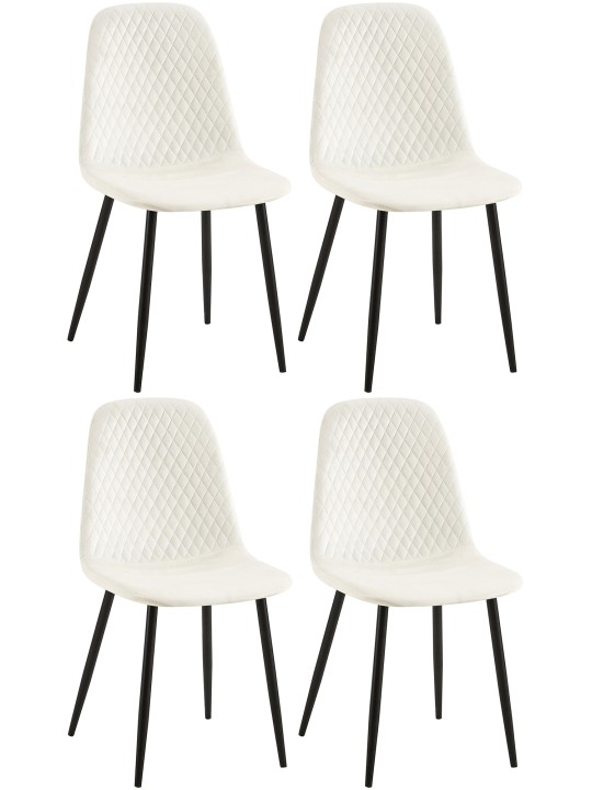 Lot de 4 chaises Giverny velours, blanc crème Lot de 4 chaises Giverny velours, blanc crème