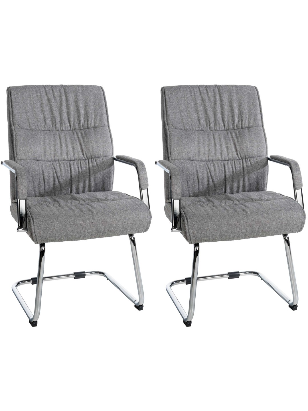Lot de 2 chaises visiteurs Sievert tissu, gris clair