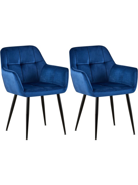 Lot de 2 chaises de salle à manger Emia velours, bleu
