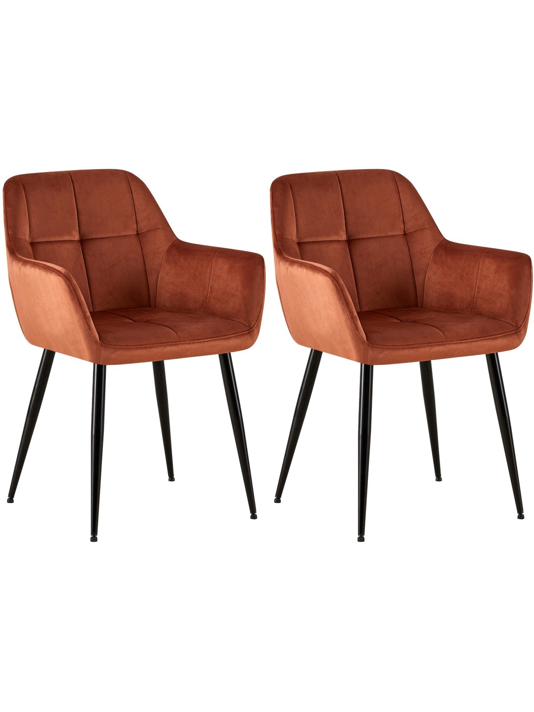 Lot de 2 chaises de salle à manger Emia velours, brun