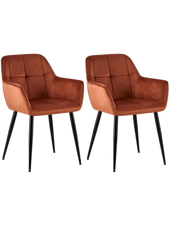 Lot de 2 chaises de salle à manger Emia velours, brun