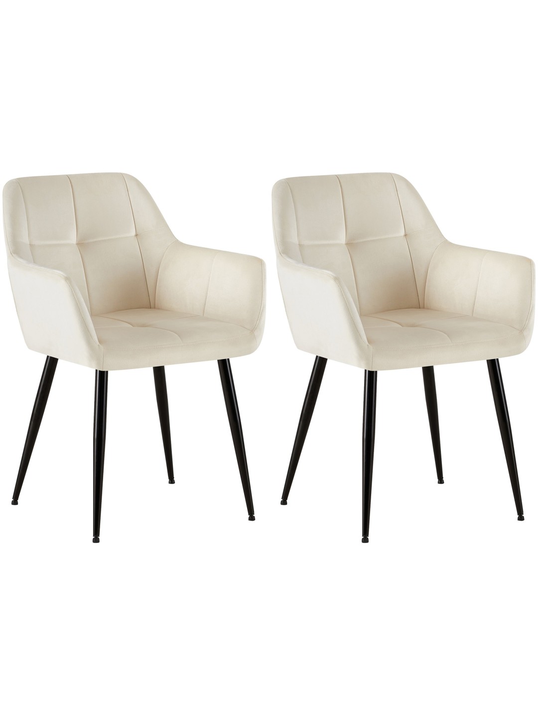 Lot de 2 chaises de salle à manger Emia velours, crème