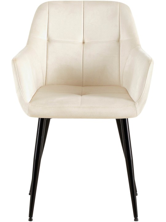 Lot de 2 chaises de salle à manger Emia velours, crème