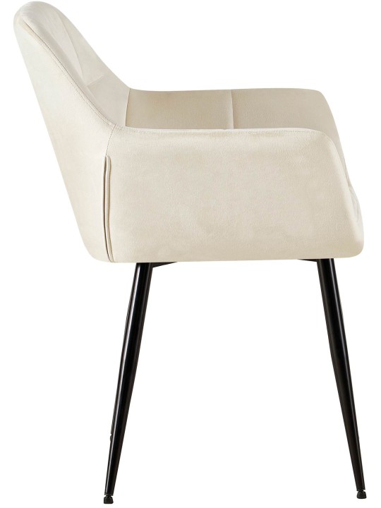 Lot de 2 chaises de salle à manger Emia velours, crème