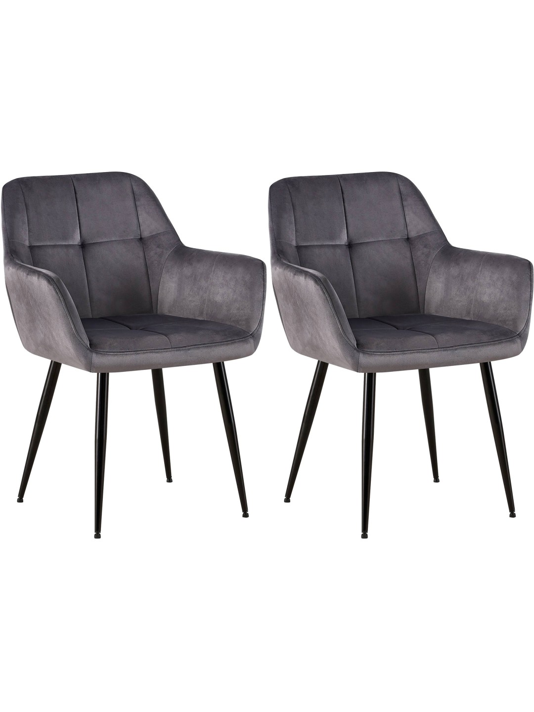 Lot de 2 chaises de salle à manger Emia velours, gris