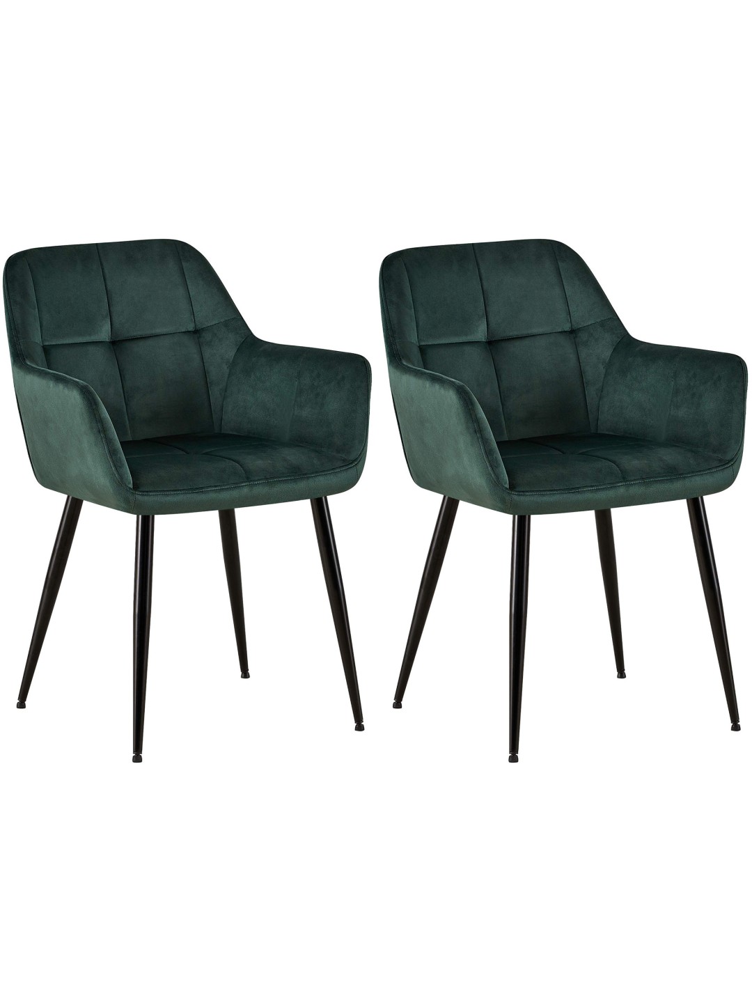 Lot de 2 chaises de salle à manger Emia velours, vert