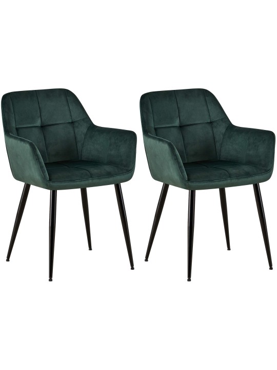 Lot de 2 chaises de salle à manger Emia velours, vert