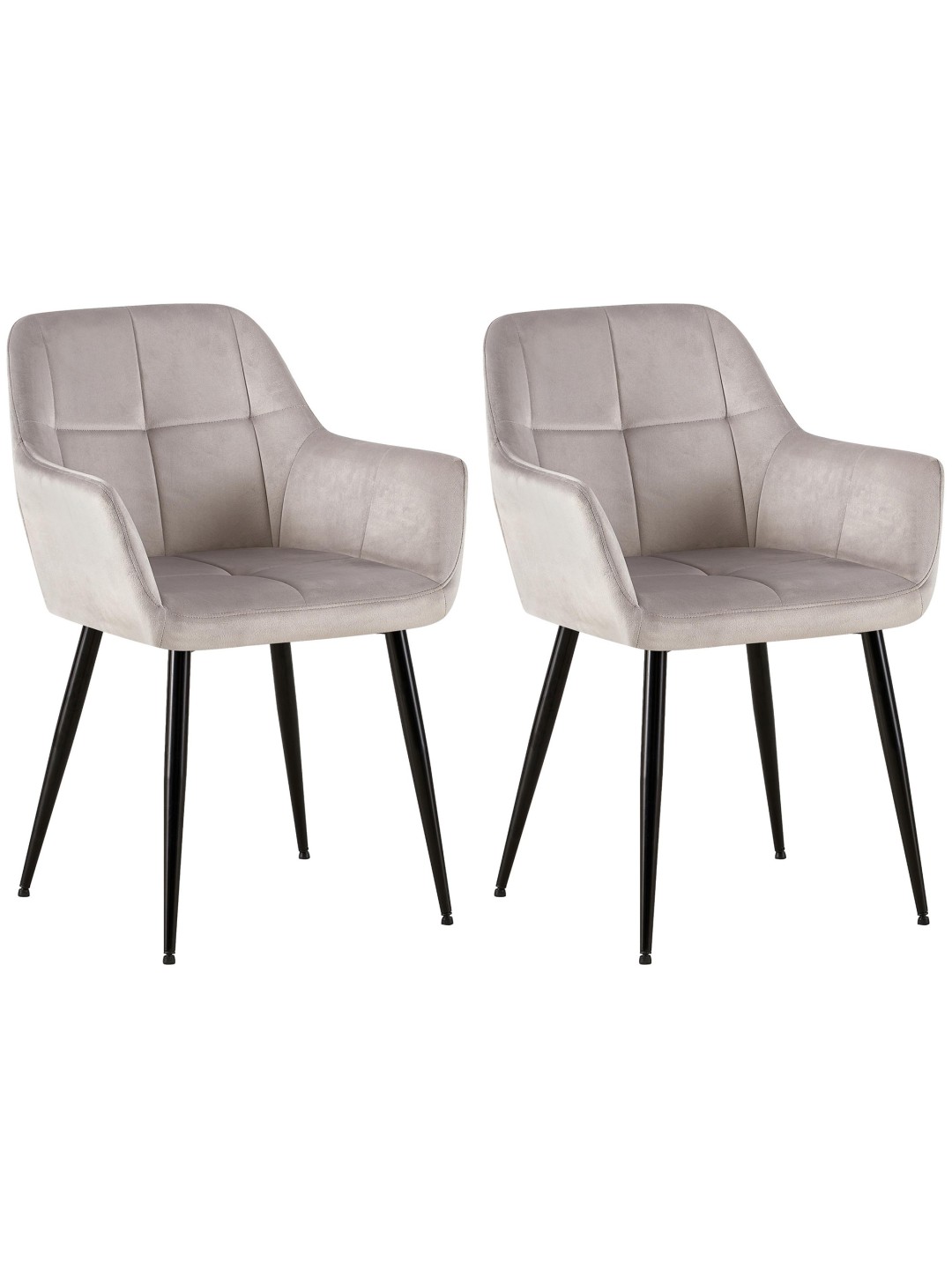 Lot de 2 chaises de salle à manger Emia velours, gris clair