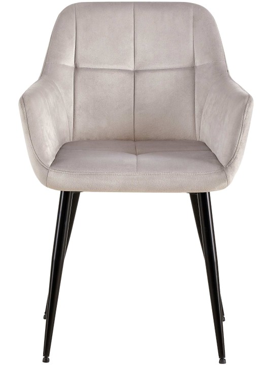 Lot de 2 chaises de salle à manger Emia velours, gris clair