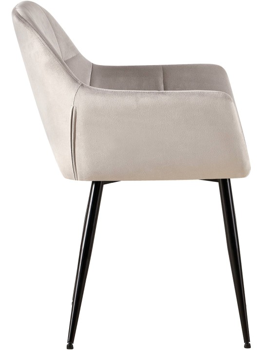 Lot de 2 chaises de salle à manger Emia velours, gris clair