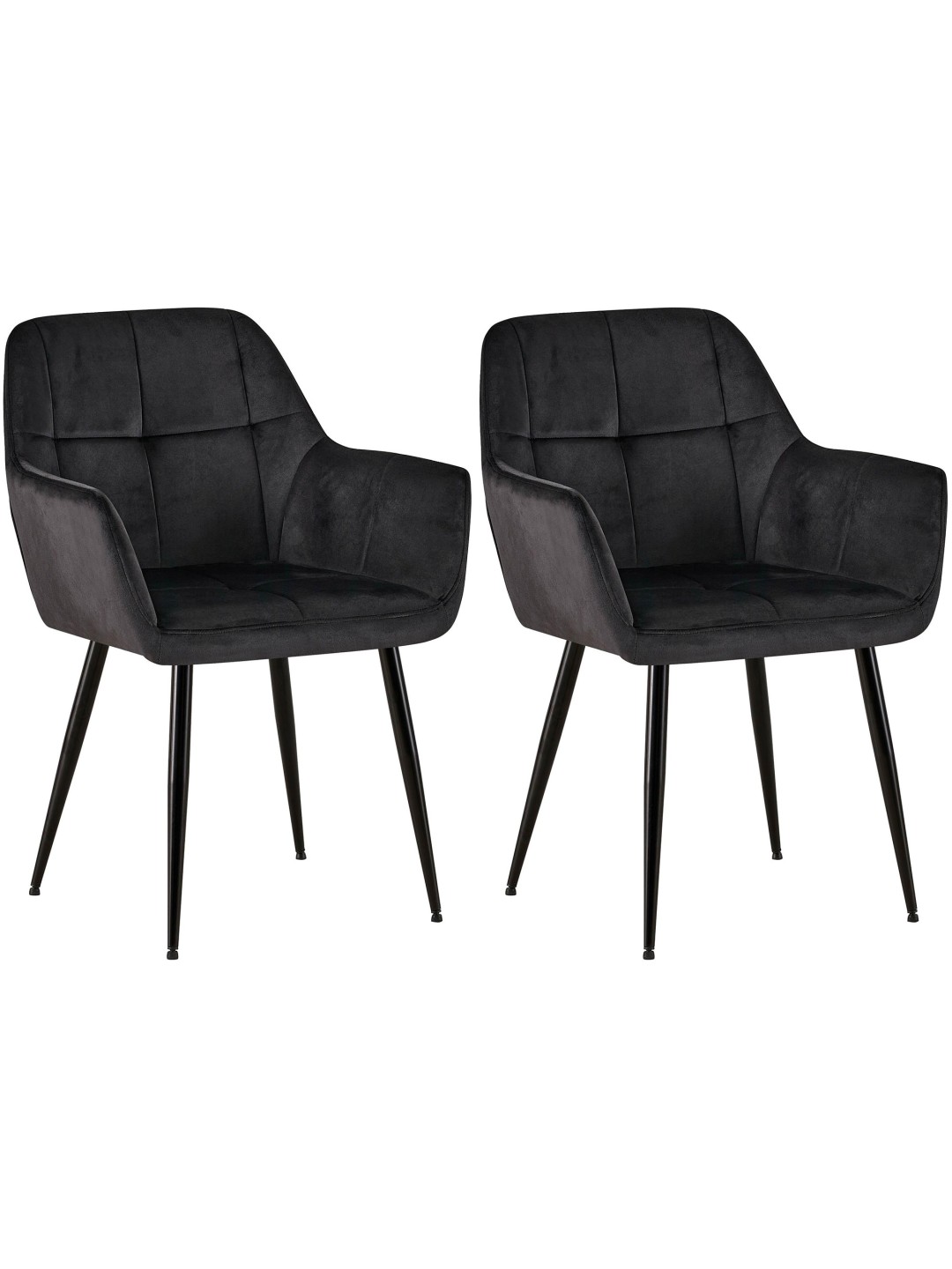Lot de 2 chaises de salle à manger Emia velours, noir