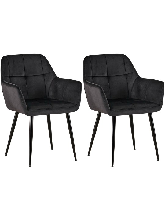Lot de 2 chaises de salle à manger Emia velours, noir Lot de 2 chaises de salle à manger Emia velours, noir