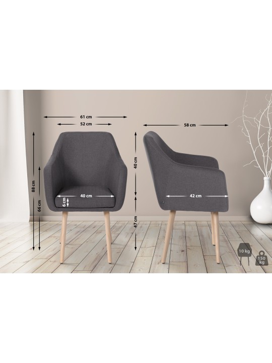 Chaise visiteur Utrecht tissu naturel, gris foncé Chaise visiteur Utrecht tissu naturel, gris foncé