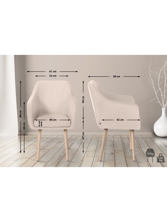 Chaise visiteur Utrecht tissu naturel, beige