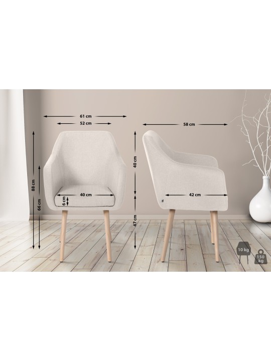 Chaise visiteur Utrecht tissu naturel, crème