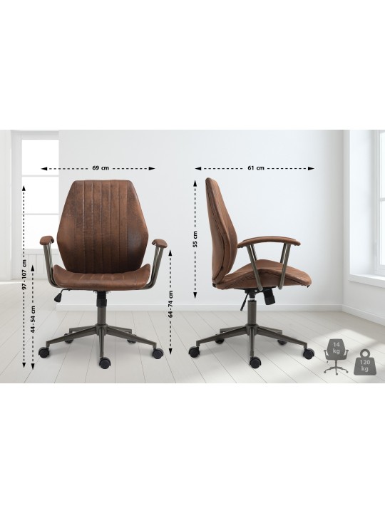 Chaise de bureau Nampa, cognac Chaise de bureau Nampa, cognac