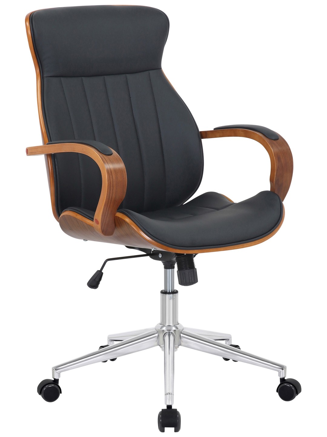 Chaise de bureau Melilla simili cuir, noyer/noir