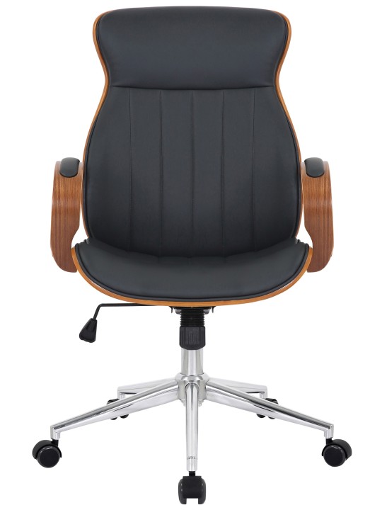 Chaise de bureau Melilla simili cuir, noyer/noir