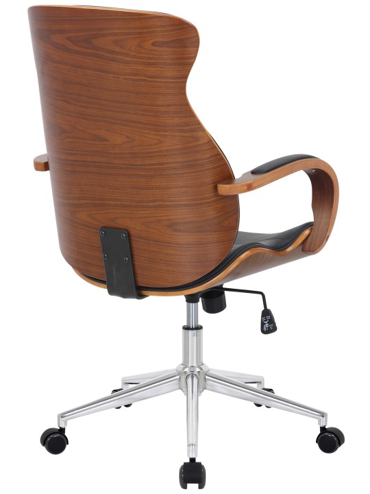 Chaise de bureau Melilla simili cuir, noyer/noir